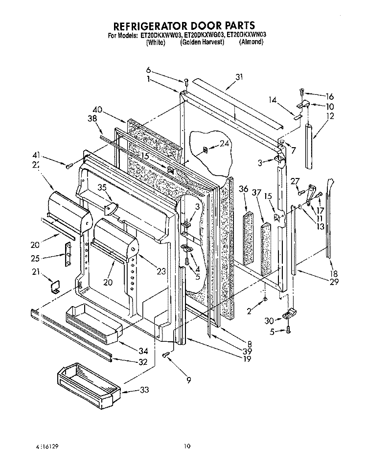 REFRIGERATOR DOOR Diagram and Parts List for ET20DKXWW03  Whirlpool Refrigerator
