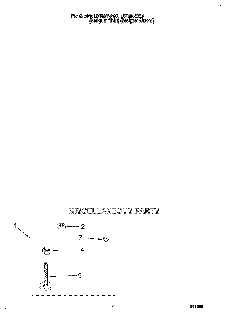 MISCELLANEOUS Diagram and Parts List for LST8244DZ0  Whirlpool Washer