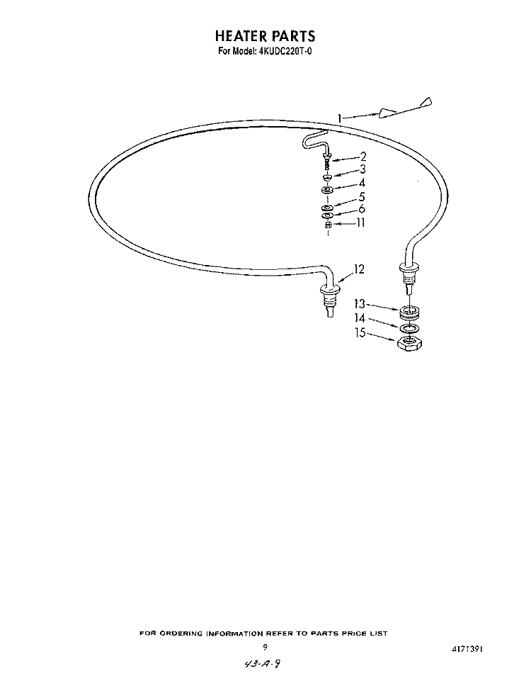 HEATER Diagram and Parts List for 4KUDC220T0  KitchenAid Dishwasher