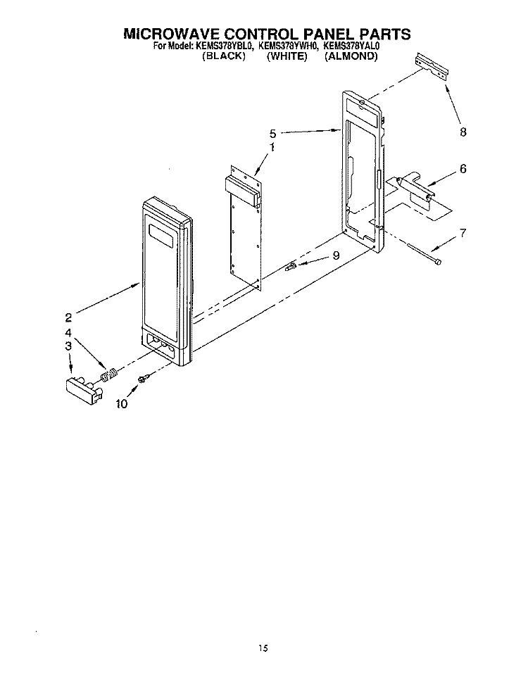 MICROWAVE CONTROL PANEL Diagram and Parts List for KEMS378YBL0  KitchenAid Wall Oven