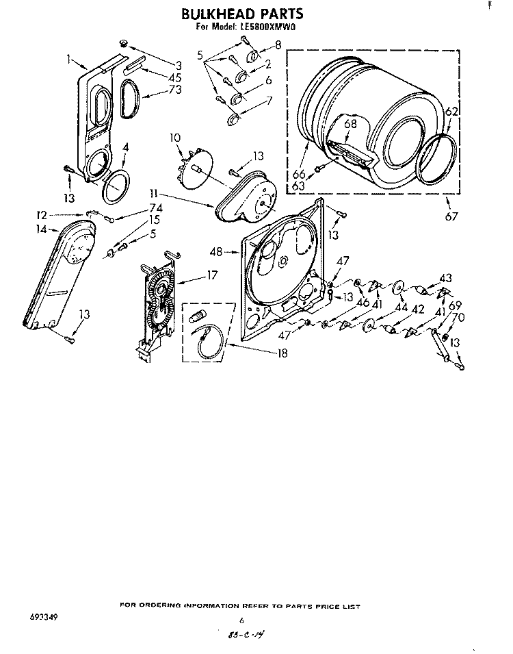 SECTION Diagram and Parts List for LE5800XMW0  Whirlpool Dryer