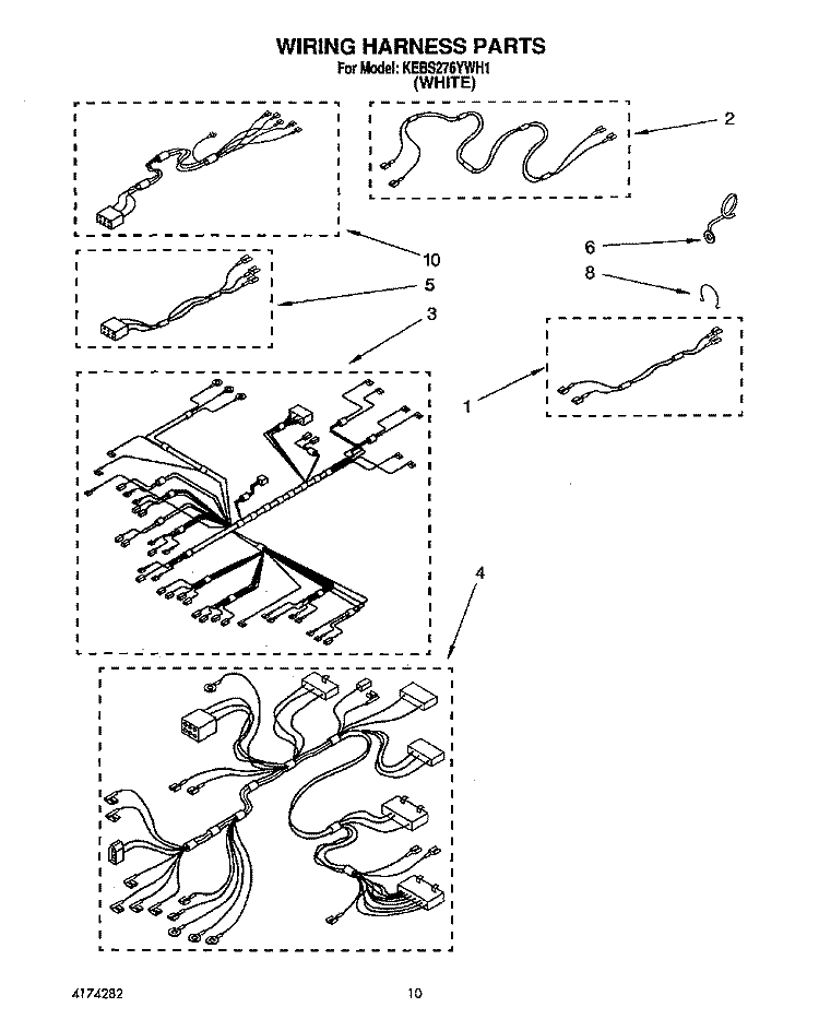 WIRING HARNESS Diagram and Parts List for KEBS276YWH1  KitchenAid Wall Oven