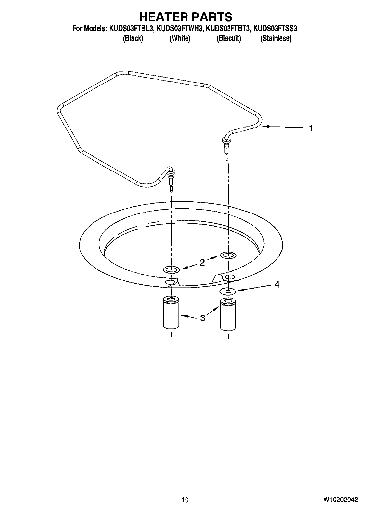 HEATER PARTS Diagram and Parts List for KUDS03FTSS3  KitchenAid Dishwasher