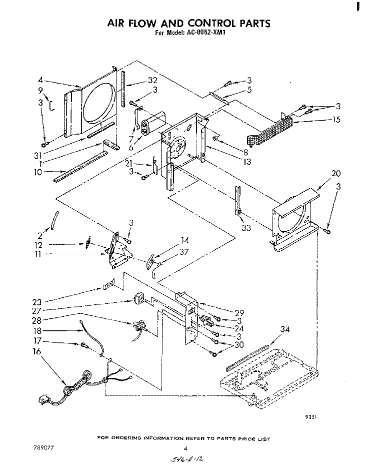 SECTION Diagram and Parts List for AC0062XM1  Whirlpool Air Conditioner