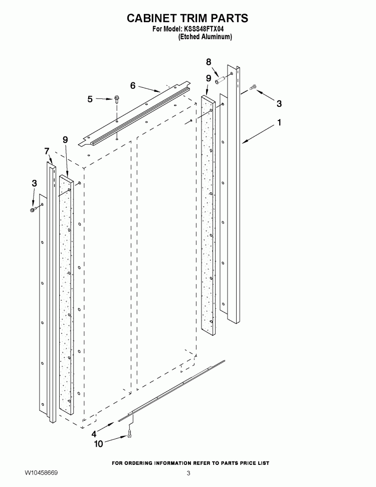CABINET TRIM PARTS Diagram and Parts List for KSSS48FTX04  KitchenAid Refrigerator