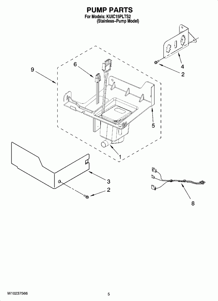 PUMP PARTS Diagram and Parts List for KUIC15PLTS2  KitchenAid Ice Maker