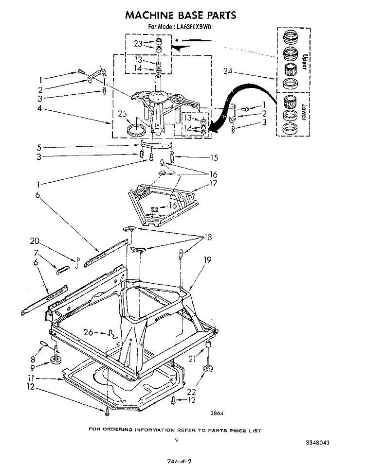 MACHINE BASE Diagram and Parts List for LA6380XSW0  Whirlpool Washer