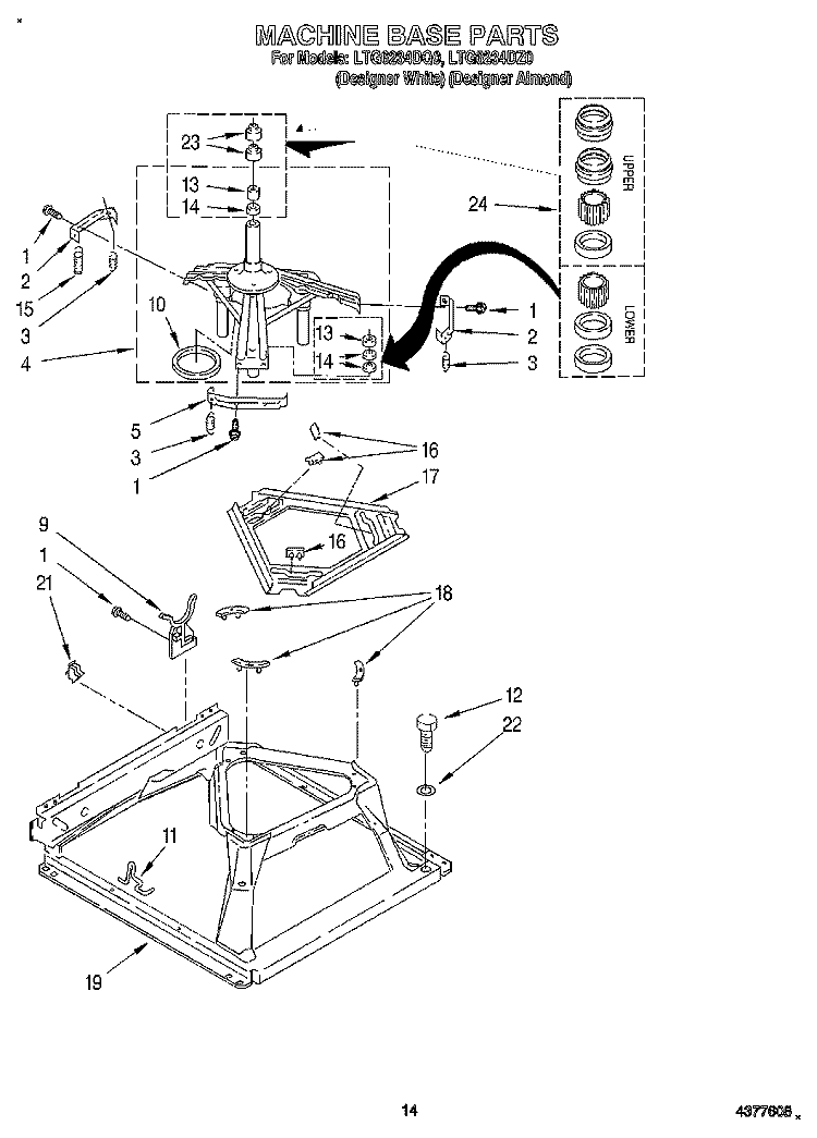 MACHINE BASE Diagram and Parts List for LTG6234DQ0  Whirlpool Washer Dryer Combo