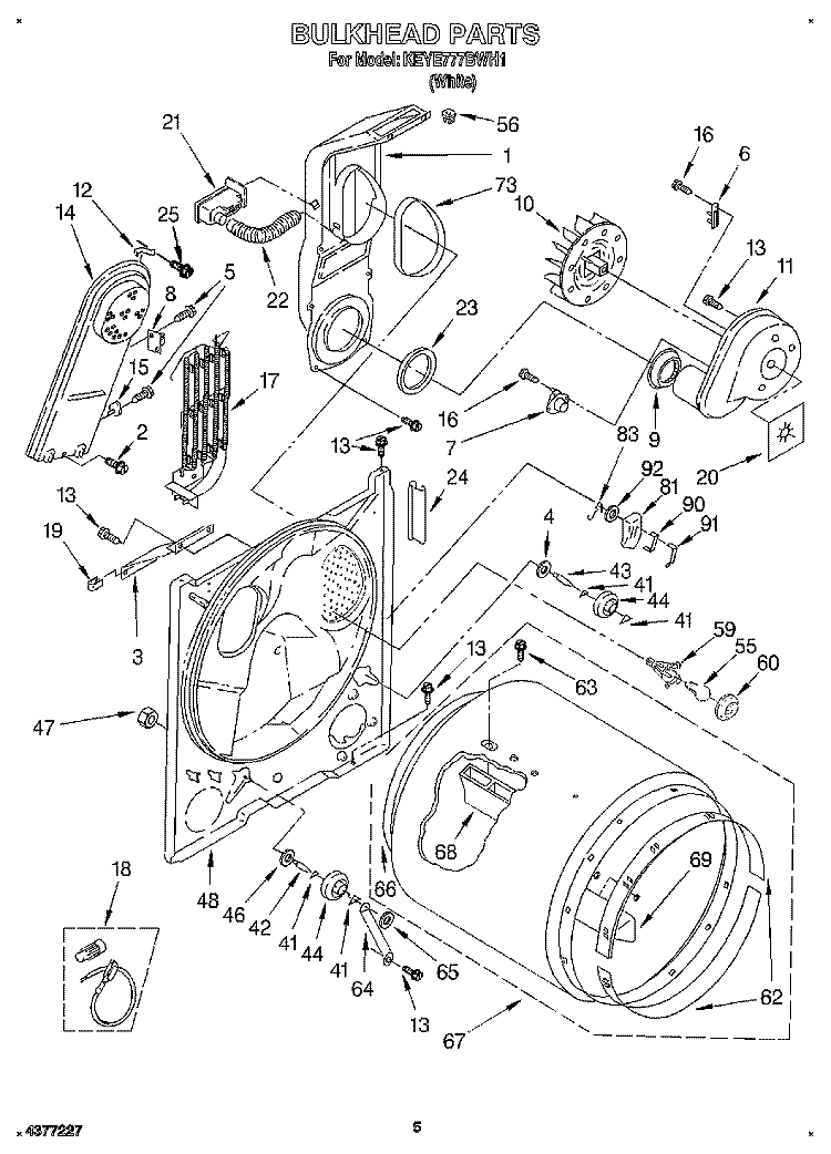 SECTION Diagram and Parts List for KEYE777BWH1  KitchenAid Dryer