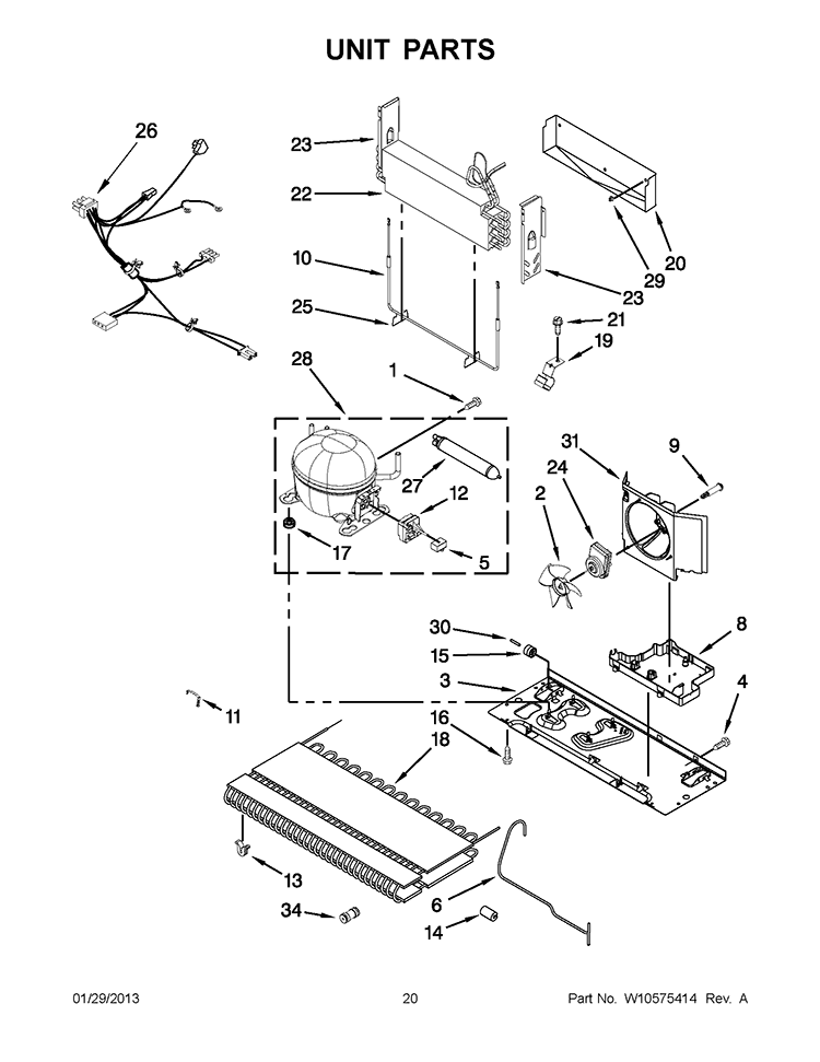 UNIT PARTS Diagram and Parts List for GI6FARXXF06  Whirlpool Refrigerator