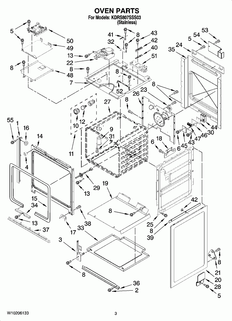 OVEN PARTS Diagram and Parts List for KDRS807SSS03  KitchenAid Range