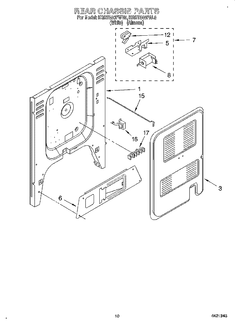 REAR CHASSIS, LIT/OPTIONAL Diagram and Parts List for KGRT500FAL0  KitchenAid Range