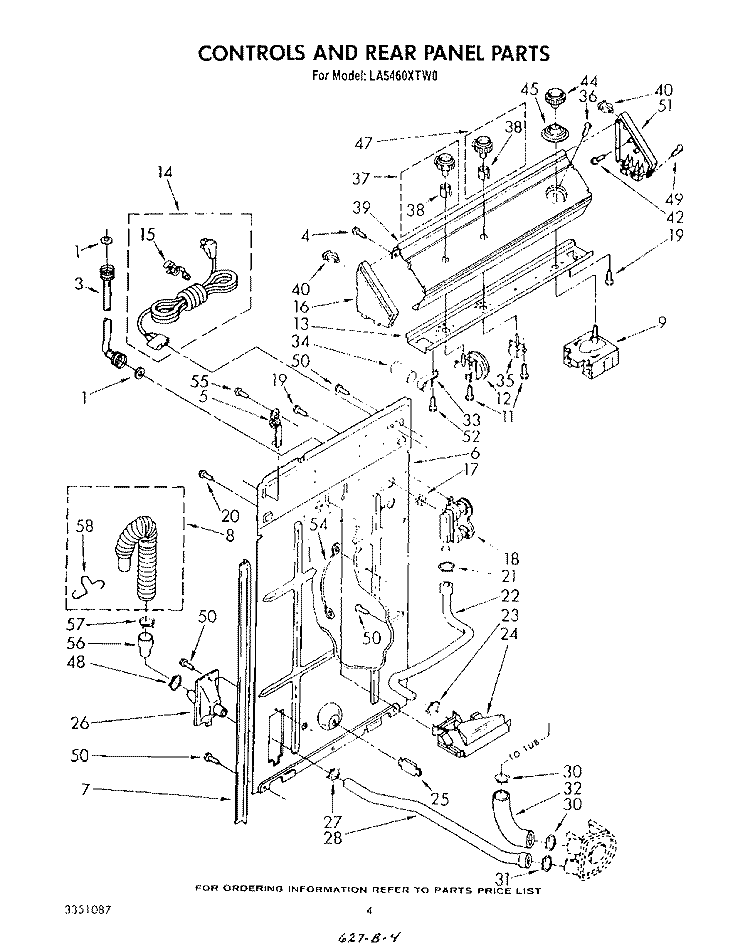 CONTROLS AND REAR PANEL Diagram and Parts List for LA5460XTM0  Whirlpool Washer