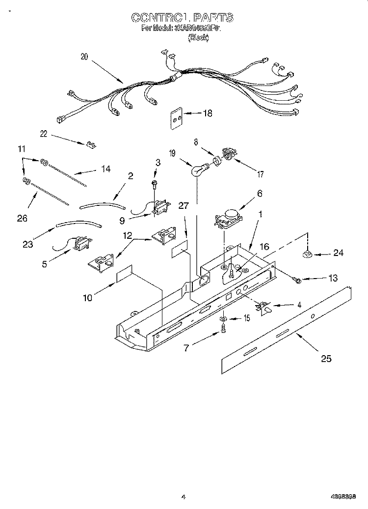 CONTROL Diagram and Parts List for 3XARG488GF01  Whirlpool Refrigerator