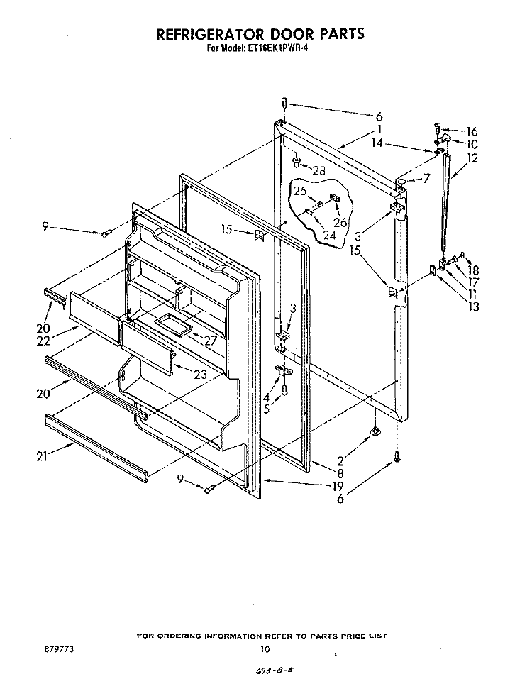 REFRIGERATOR DOOR , NOT ILLUSTRATED Diagram and Parts List for ET16EK1PWR4  Whirlpool Refrigerator