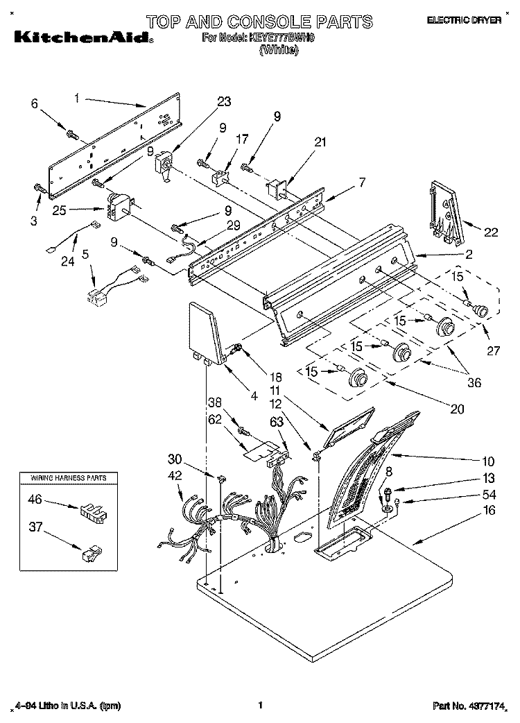 SECTION Diagram and Parts List for KEYE777BWH0  KitchenAid Dryer