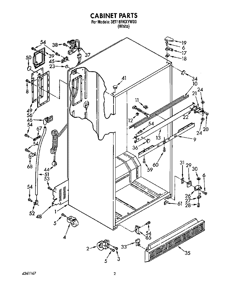 CABINET Diagram and Parts List for 3ET18RKXYN00  Whirlpool Refrigerator