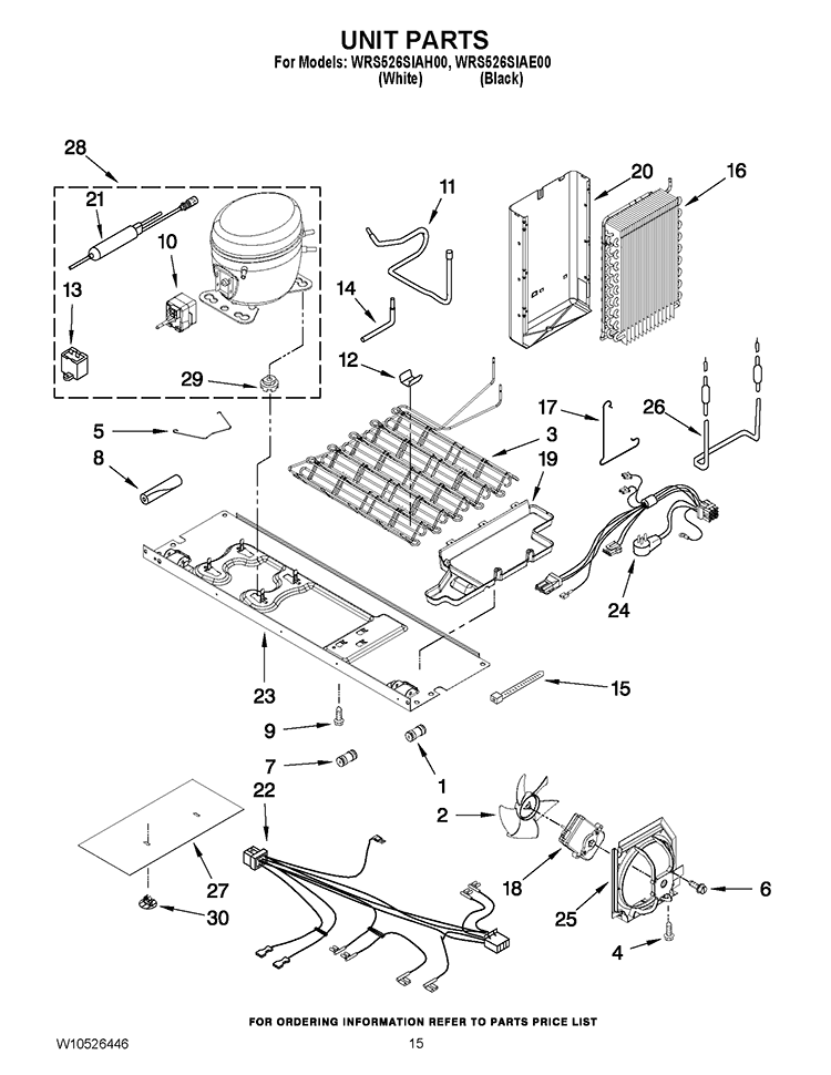 UNIT PARTS Diagram and Parts List for WRS526SIAH00  Whirlpool Refrigerator