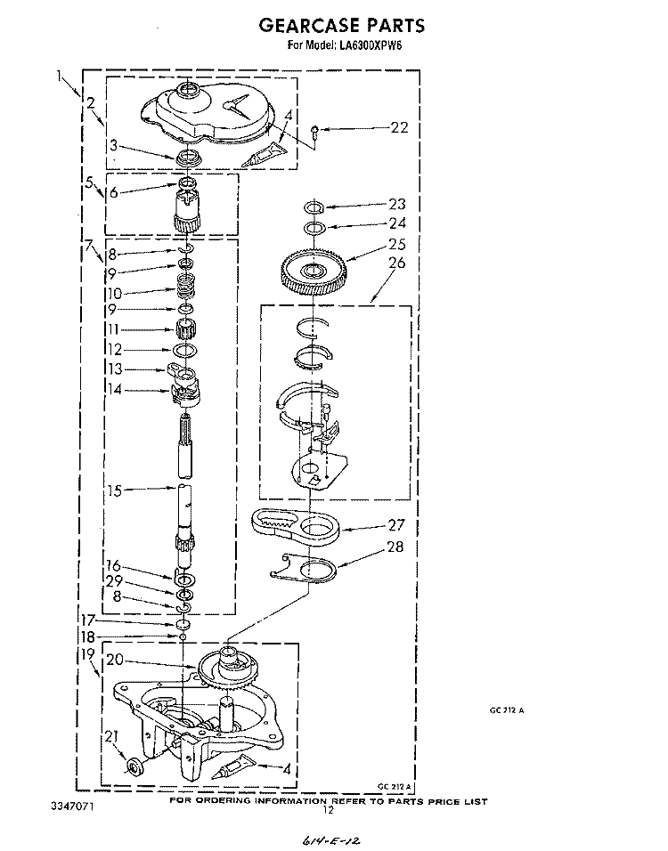 GEARCASE Diagram and Parts List for LA6300XPW6  Whirlpool Washer