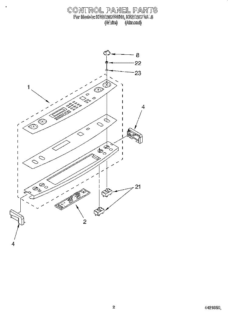 CONTROL PANEL Diagram and Parts List for KESC307BAL6  KitchenAid Range