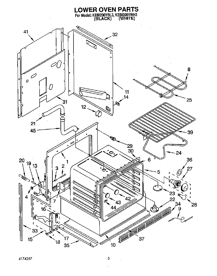LOWER OVEN Diagram and Parts List for KEBI200YBL3  KitchenAid Wall Oven