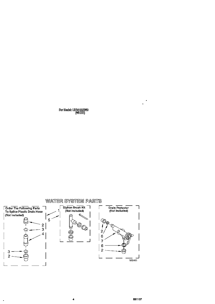 WATER SYSTEM Diagram and Parts List for LBR4132BW0  Whirlpool Washer