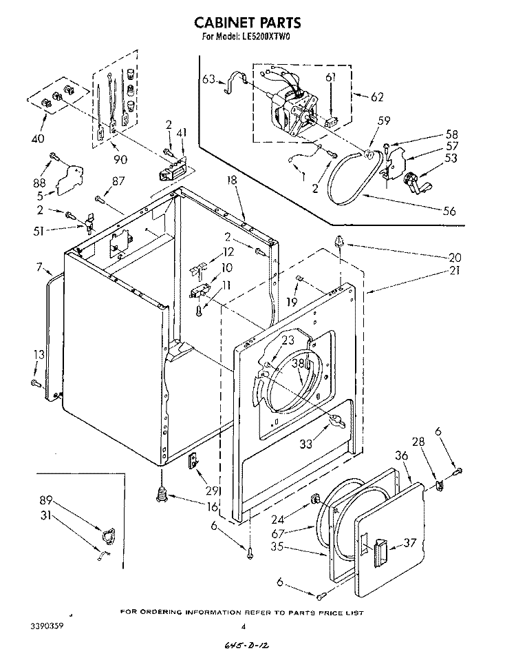 SECTION Diagram and Parts List for LE5200XTF0  Whirlpool Dryer