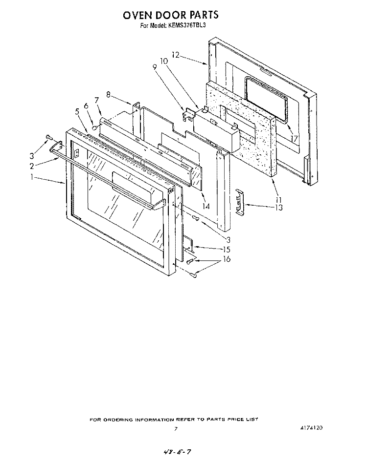 OVEN DOOR Diagram and Parts List for KEMS376TBL3  KitchenAid Microwave Oven Combo