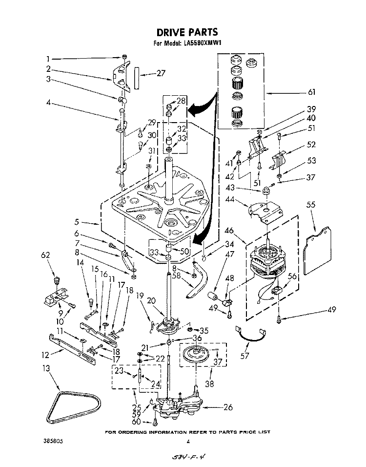 DRIVE Diagram and Parts List for LA5580XMW1  Whirlpool Washer