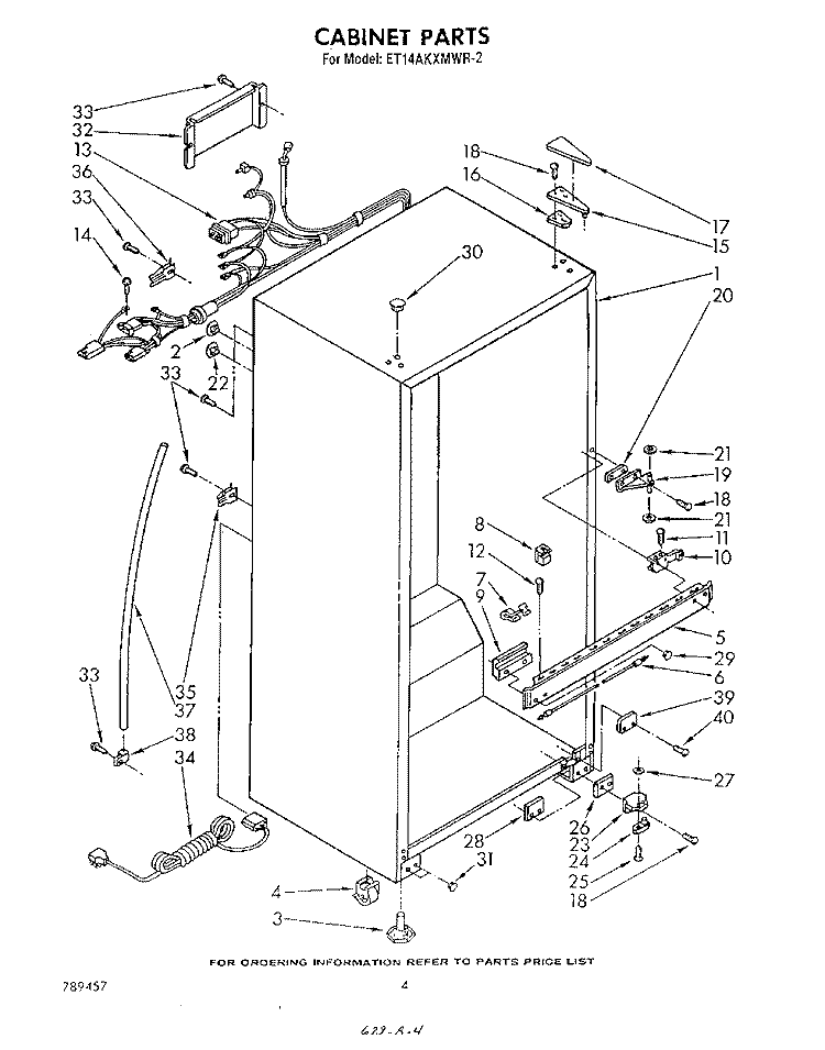 CABINET Diagram and Parts List for ET14AKXMWR2  Whirlpool Refrigerator
