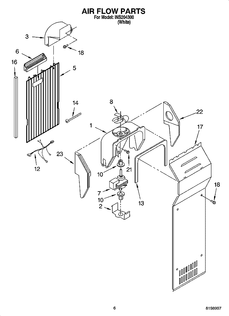 AIR FLOW PARTS Diagram and Parts List for INS204300  Inglis Refrigerator