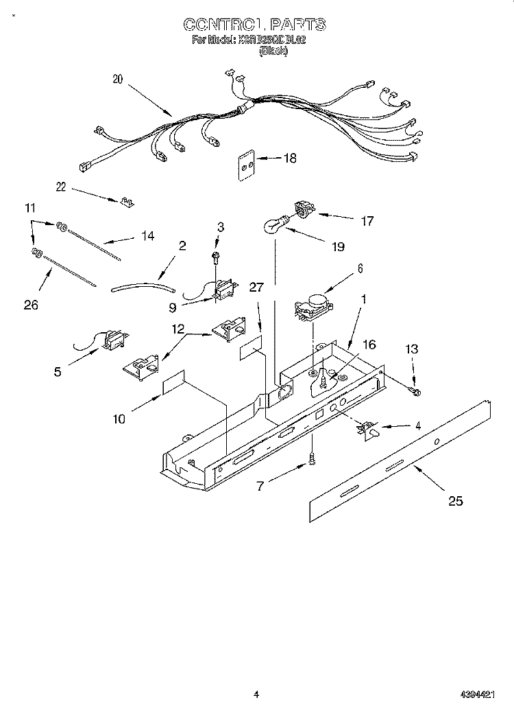 CONTROL Diagram and Parts List for KSRB25QDBL02  KitchenAid Refrigerator