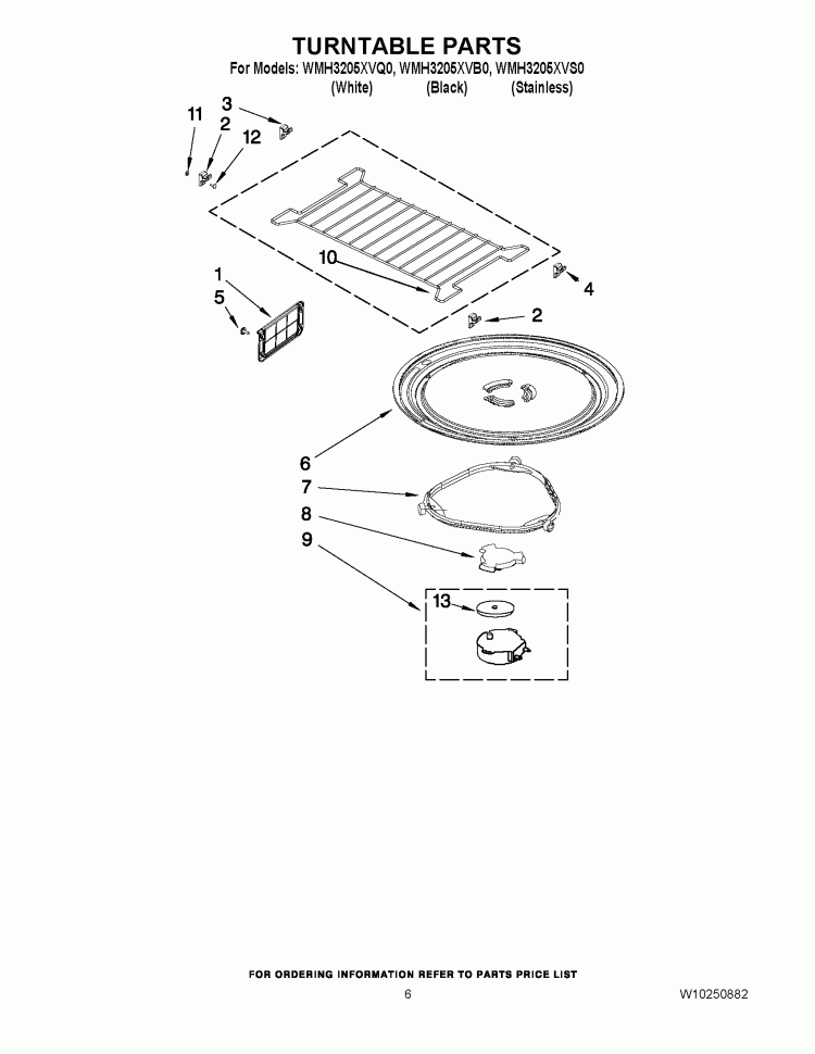 TURNTABLE PARTS Diagram and Parts List for YKHMS2040WS0  KitchenAid Microwave