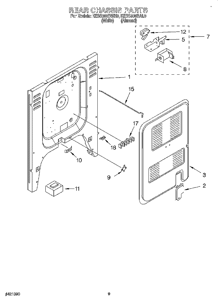 REAR CHASSIS, OPTIONAL Diagram and Parts List for KESS300BAL0  KitchenAid Range