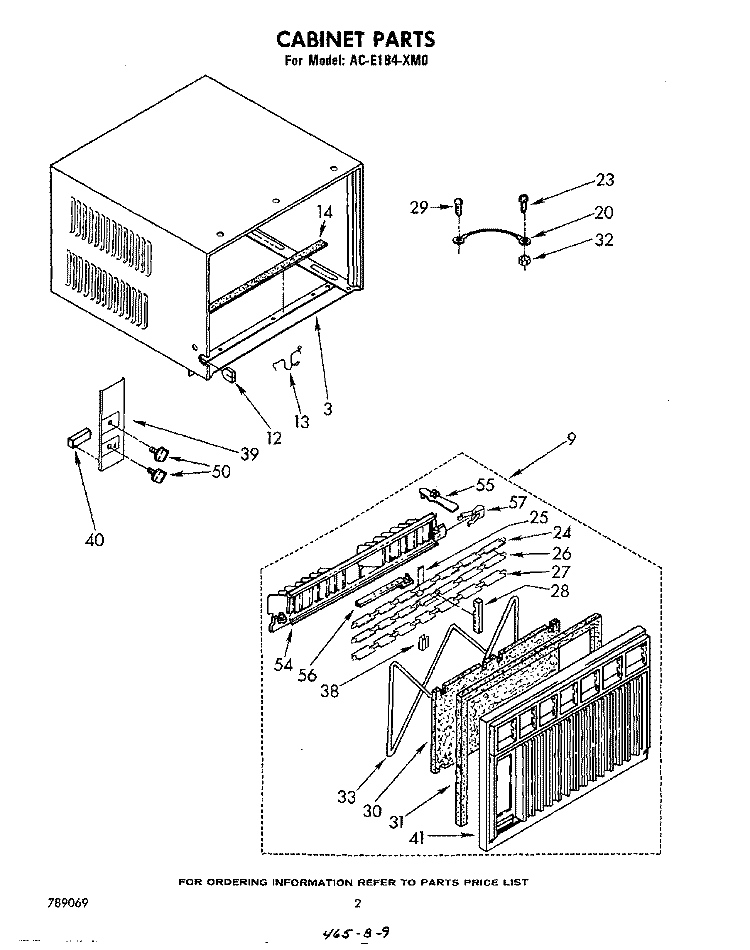 CABINET PARTS Diagram and Parts List for ACE184XM0  Whirlpool Air Conditioner