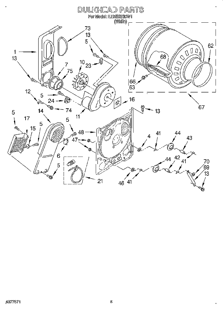 SECTION Diagram and Parts List for LER5636DW1  Whirlpool Dryer