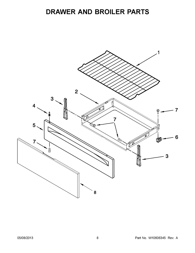 DRAWER AND BROILER PARTS Diagram and Parts List for WFE524CLBS0  Whirlpool Range