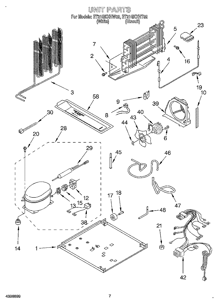 UNIT Diagram and Parts List for ET21GKXHT02  Whirlpool Refrigerator