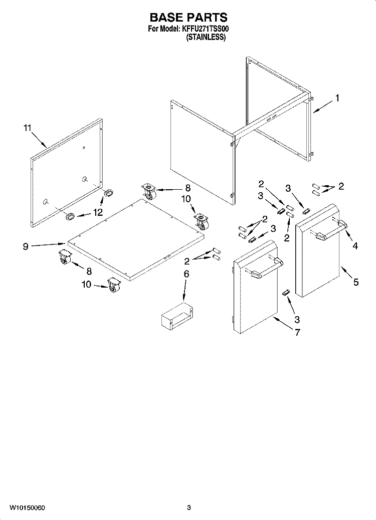 BASE PARTS Diagram and Parts List for KFFU271TSS00  KitchenAid Refrigerator