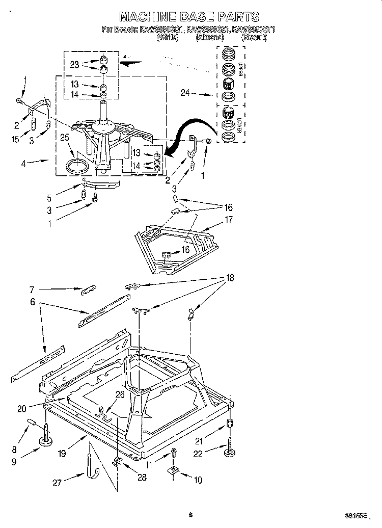 MACHINE BASE Diagram and Parts List for KAWS850GQ1  KitchenAid Washer