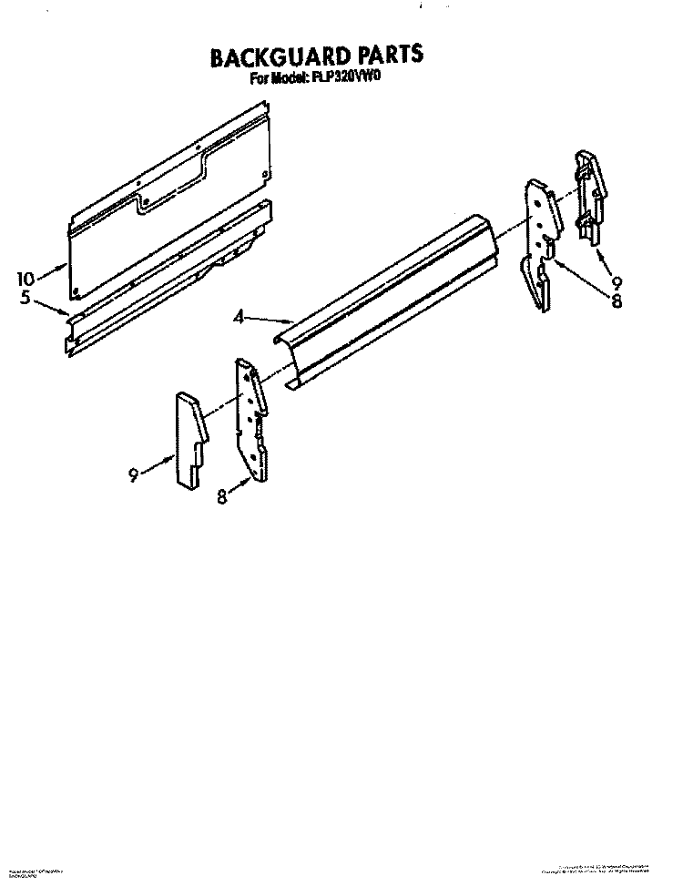 BACKGUARD Diagram and Parts List for FGP320VW0  Roper Range