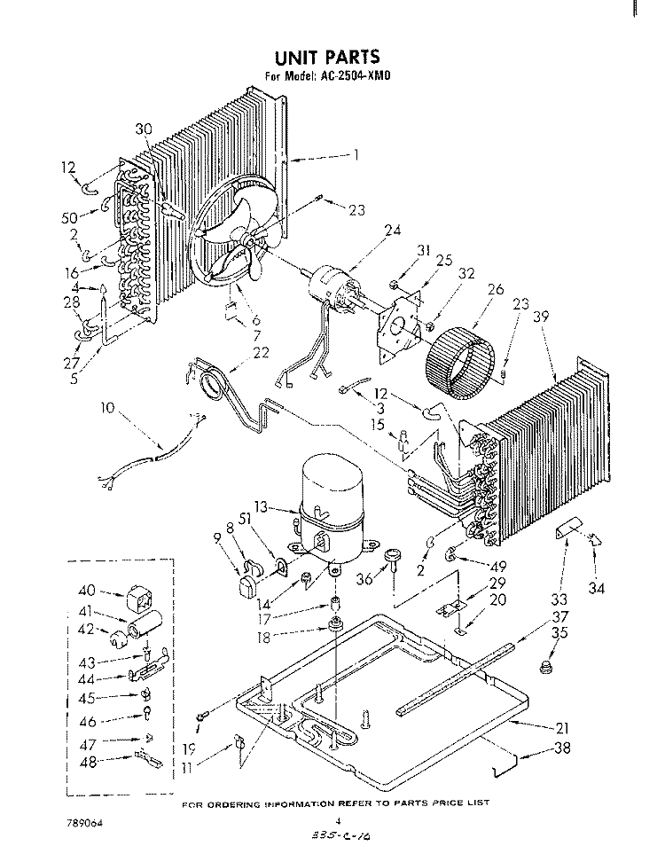 UNIT Diagram and Parts List for AC2504XM0  Whirlpool Air Conditioner
