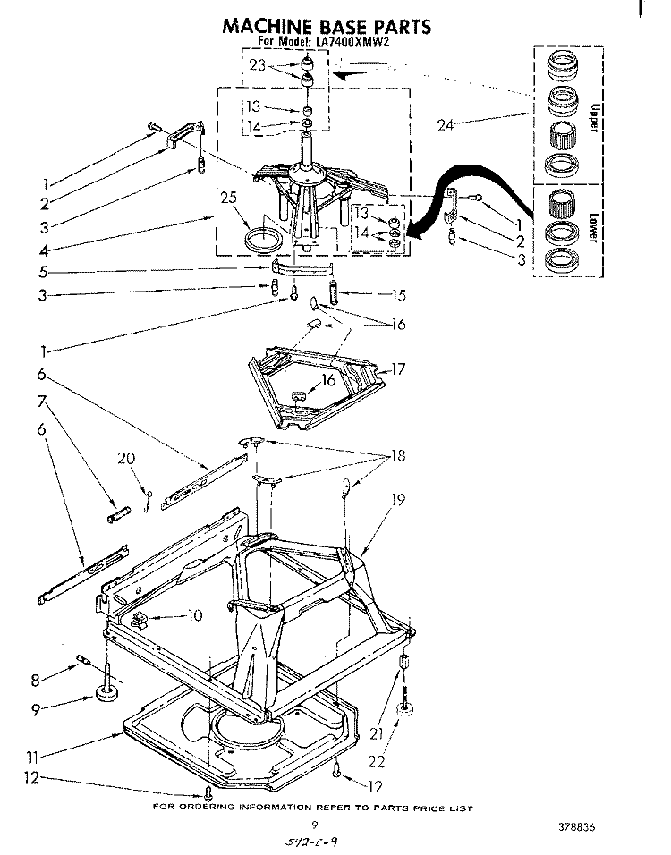 MACHINE BASE Diagram and Parts List for LA7400XMW2  Whirlpool Washer