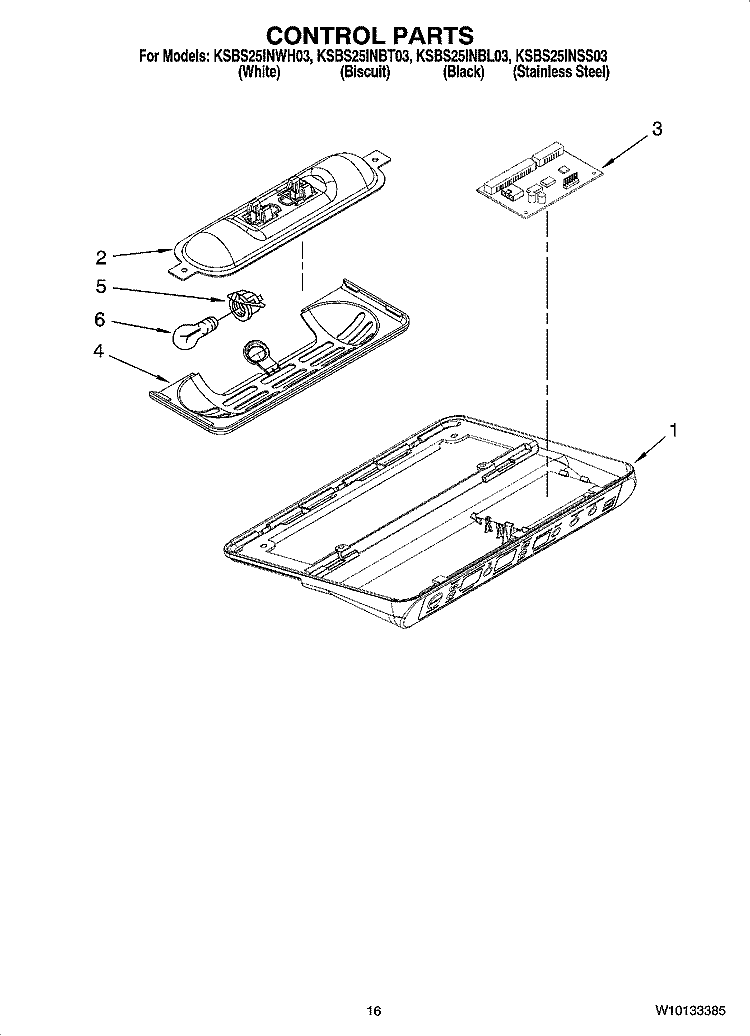 CONTROL PARTS Diagram and Parts List for KSBS25INBL03  KitchenAid Refrigerator