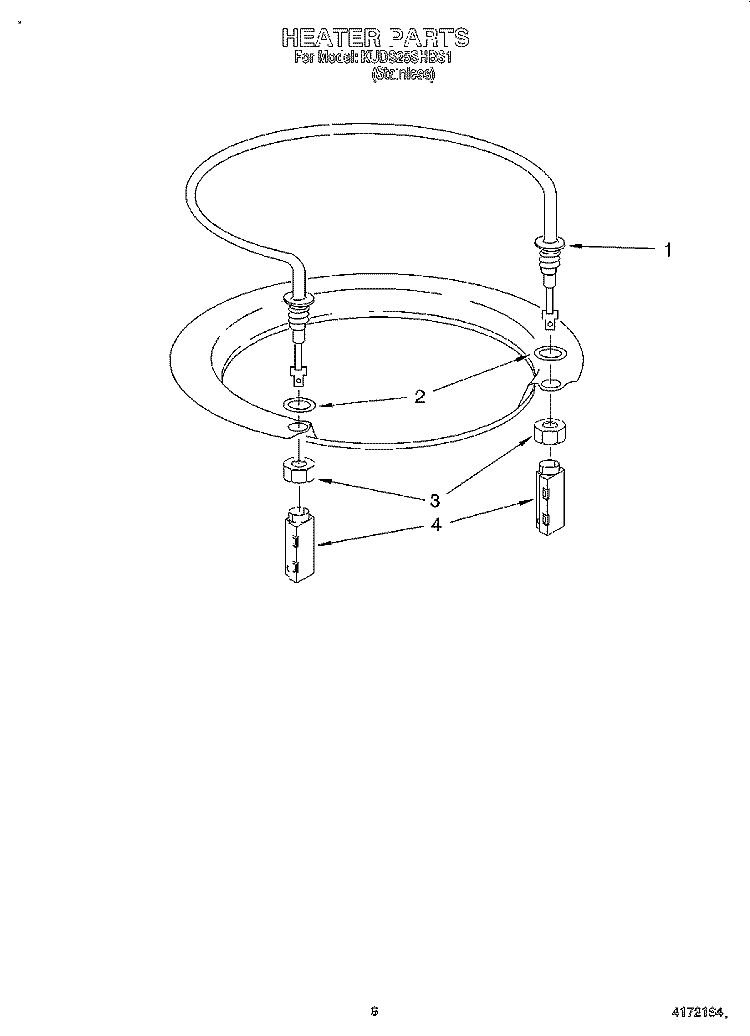 HEATER Diagram and Parts List for KUDS25SHBS1  KitchenAid Dishwasher