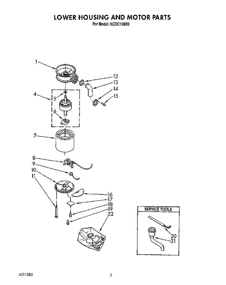 SECTION Diagram and Parts List for KCDC150X0  KitchenAid Food Waste Disposer