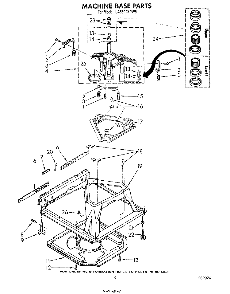 MACHINE BASE Diagram and Parts List for LA5500XPW5  Whirlpool Washer