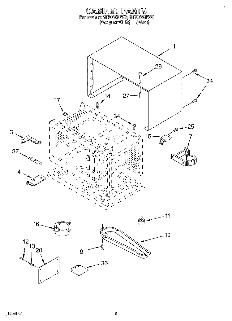 CABINET, LITERATURE Diagram and Parts List for MT8068SEB0  Whirlpool Microwave