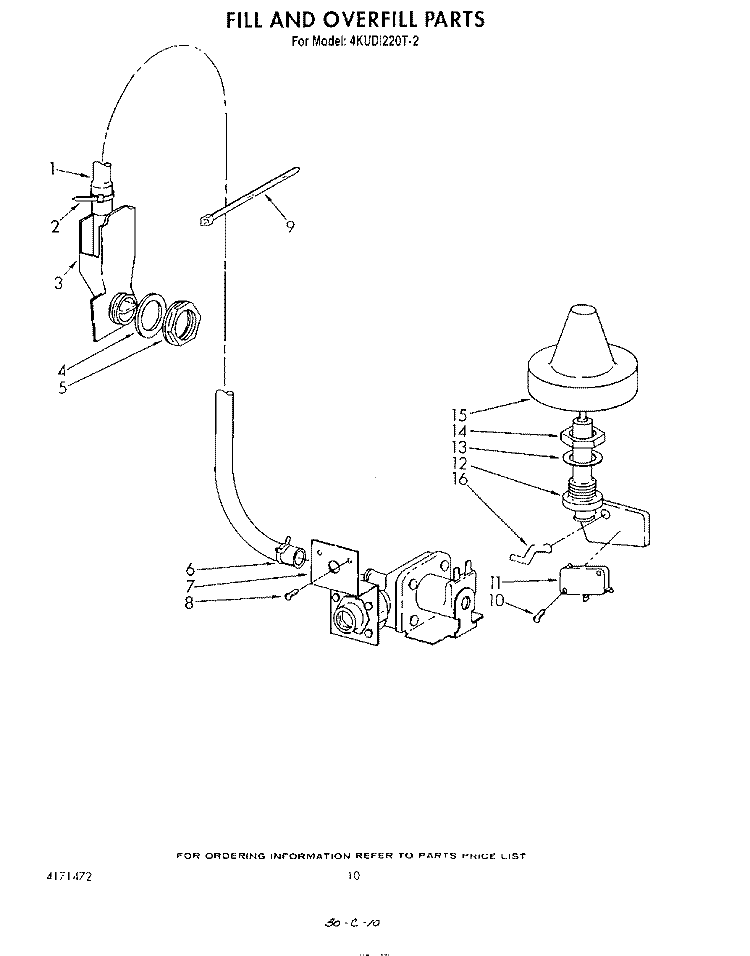 FILL AND OVERFILL Diagram and Parts List for 4KUDI220T2  KitchenAid Dishwasher