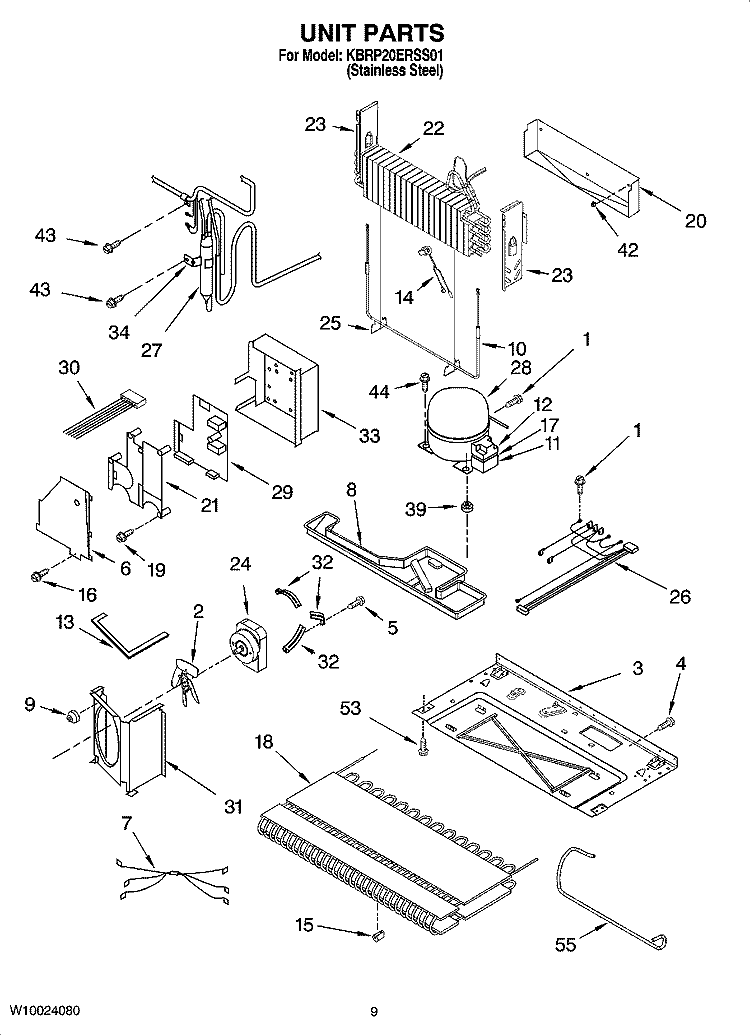 UNIT PARTS Diagram and Parts List for KBRP20ERSS01  KitchenAid Refrigerator